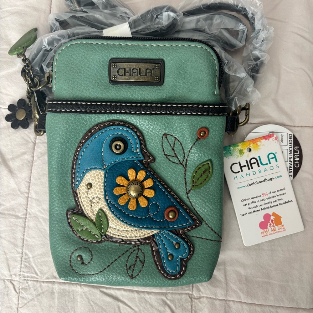 Chala Crossbody Bag with Blue Bird Design